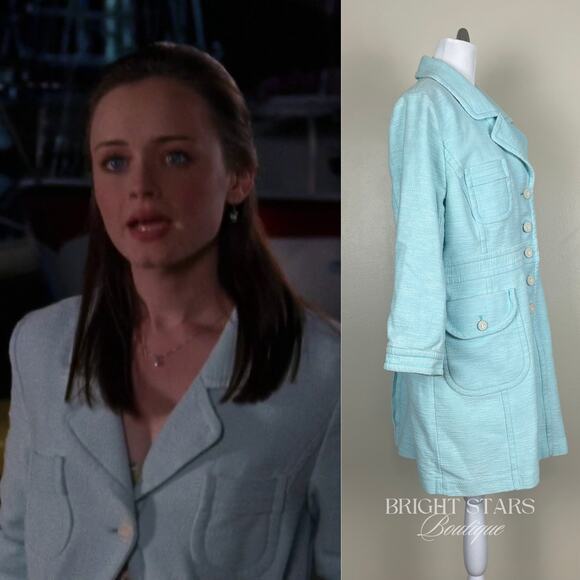 Rare Vintage Blue Coat ASO Rory Gilmore Girls Y2K Classic Spring Alexis Bledel - Picture 3 of 16